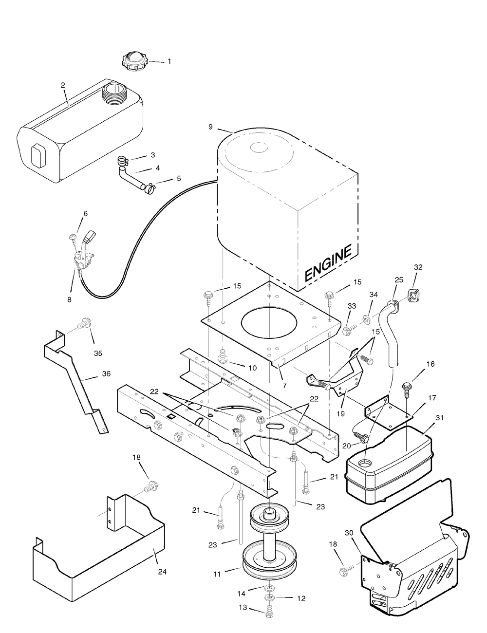 Engine Mount Diagram and Parts List for 7800291-312006X78C 2008 Briggs and Stratton Lawn Tractor